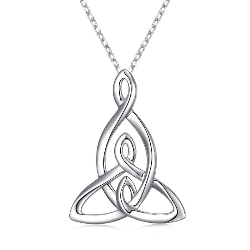 FLYOW 925 Sterling Silver Jewelry Mom Daughter Son Pendant Mother Daughters Celtic Knot Necklace for Women Birthday Gift, 16 Inch + 2 Inch - Image 1